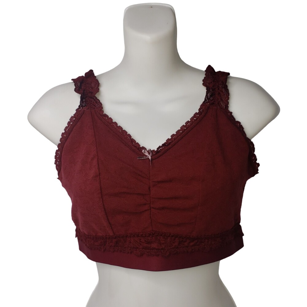 CACIQUE Burgundy Lace Bralette Size 14/16